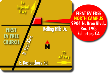 Christian Men's group Band of Brothers meeting Fullerton map